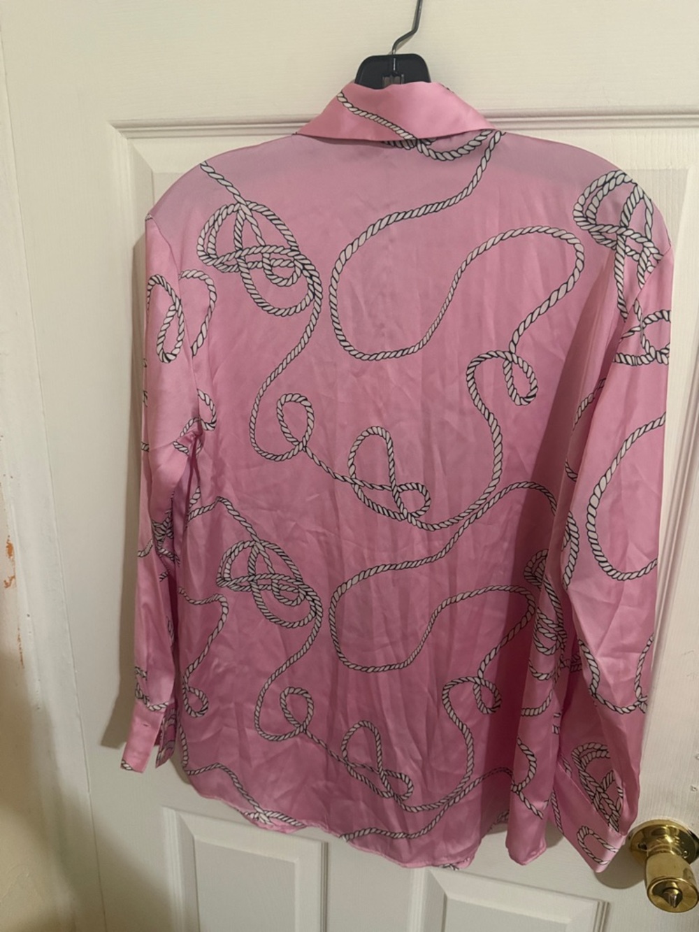 Zara Pink Rope-Print Long-Sleeve Button-Down Shirt - Picture 3 of 5